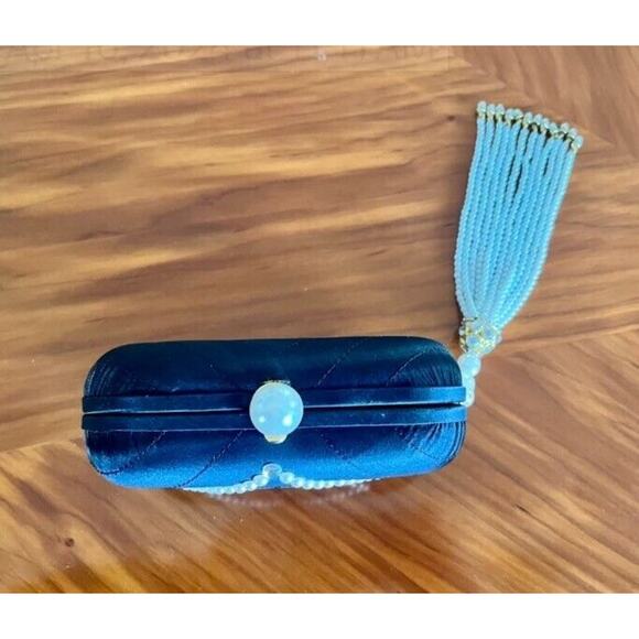 Chanel Vintage Women's Evening Purse Satin/Leather Pearl Embellished A+ - Picture 4 of 12